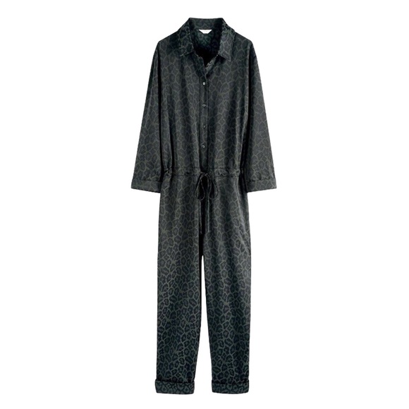 Hush Jacquard Leopard Jumpsuit Green Animal Print 70’s Retro Disco US 12 UK 10 - Picture 13 of 15